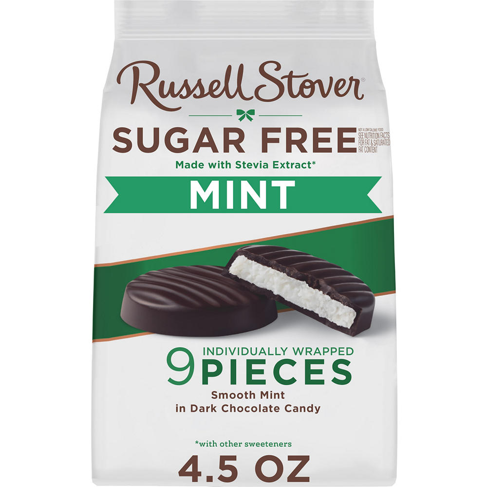 Russell Stover Sugar Free Dark Chocolate Mint Patties Candy, 4.5 oz
