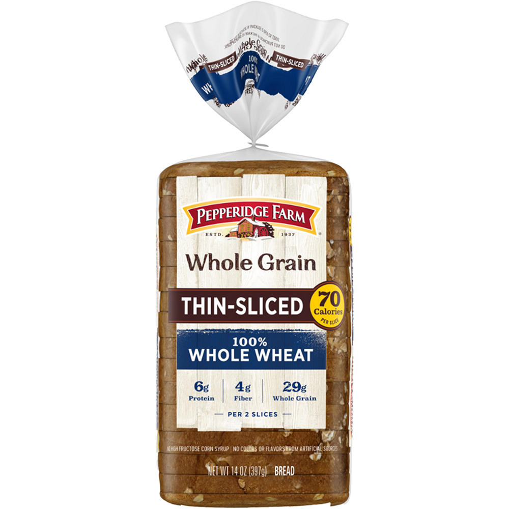 Pepperidge Farm Whole Grain Thin Sliced 100% Whole Wheat Bread, 14 oz