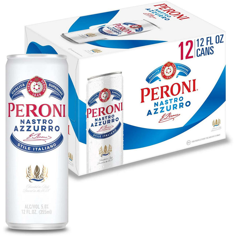 Peroni Nastro Azzurro Beer 12 pk Slim Cans, 12 oz