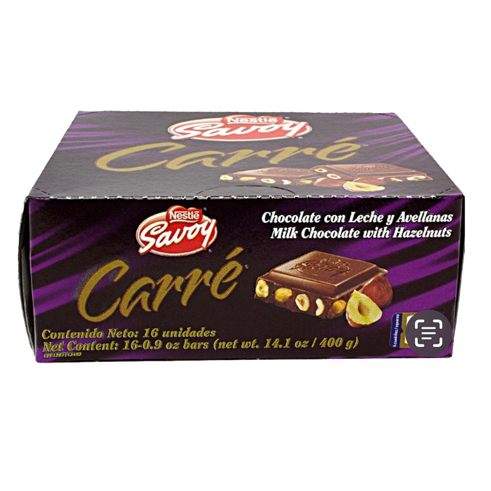Nestle Savoy Carré Milk Chocolate Hazelnut Candy Bars, 16 ct