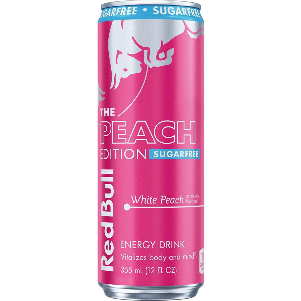 Red Bull Sugar Free Peach Edition Energy Drink - White Peach, 12 oz