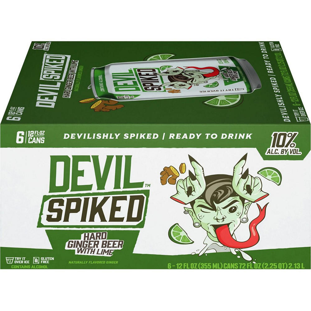 Devil Spiked Ginger Beer With Lime 6 pk Cans, 12 oz