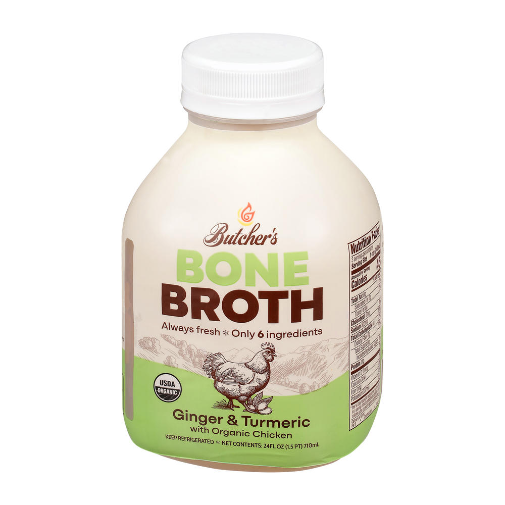 Butcher's Bone Broth - Ginger & Turmeric with Organic Chicken, 24 fl oz