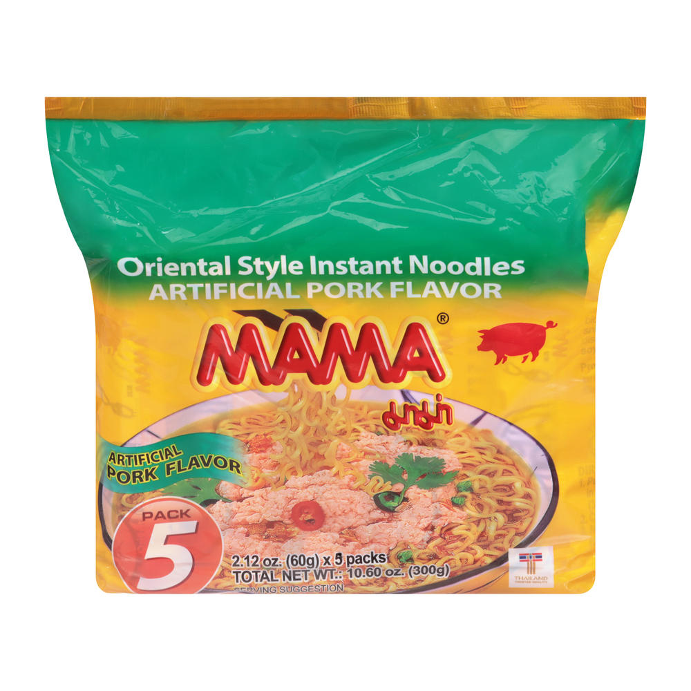 Mama Instant Ramen Noodle Soup Packs - Pork, 5 ct