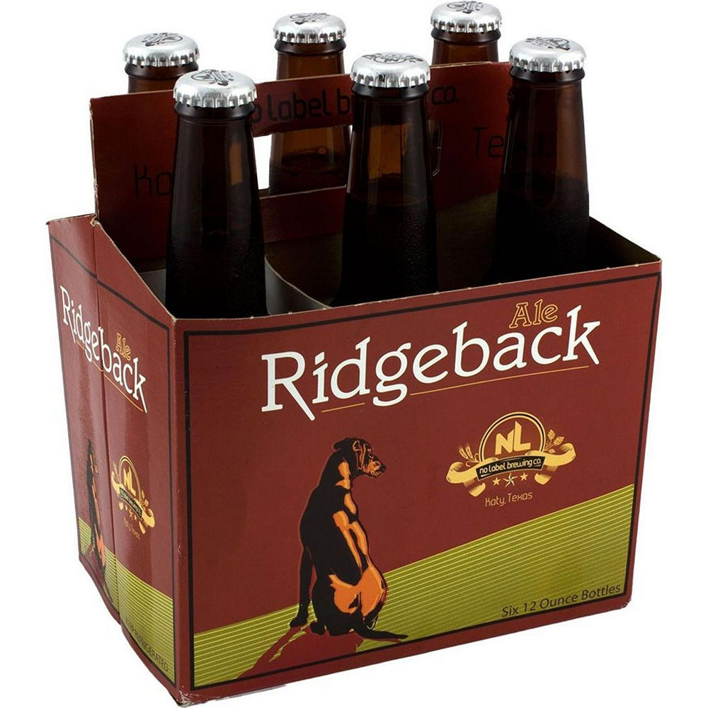 No Label Brewing Ridgeback Amber Ale Craft Beer 6 pk Bottles, 12 oz