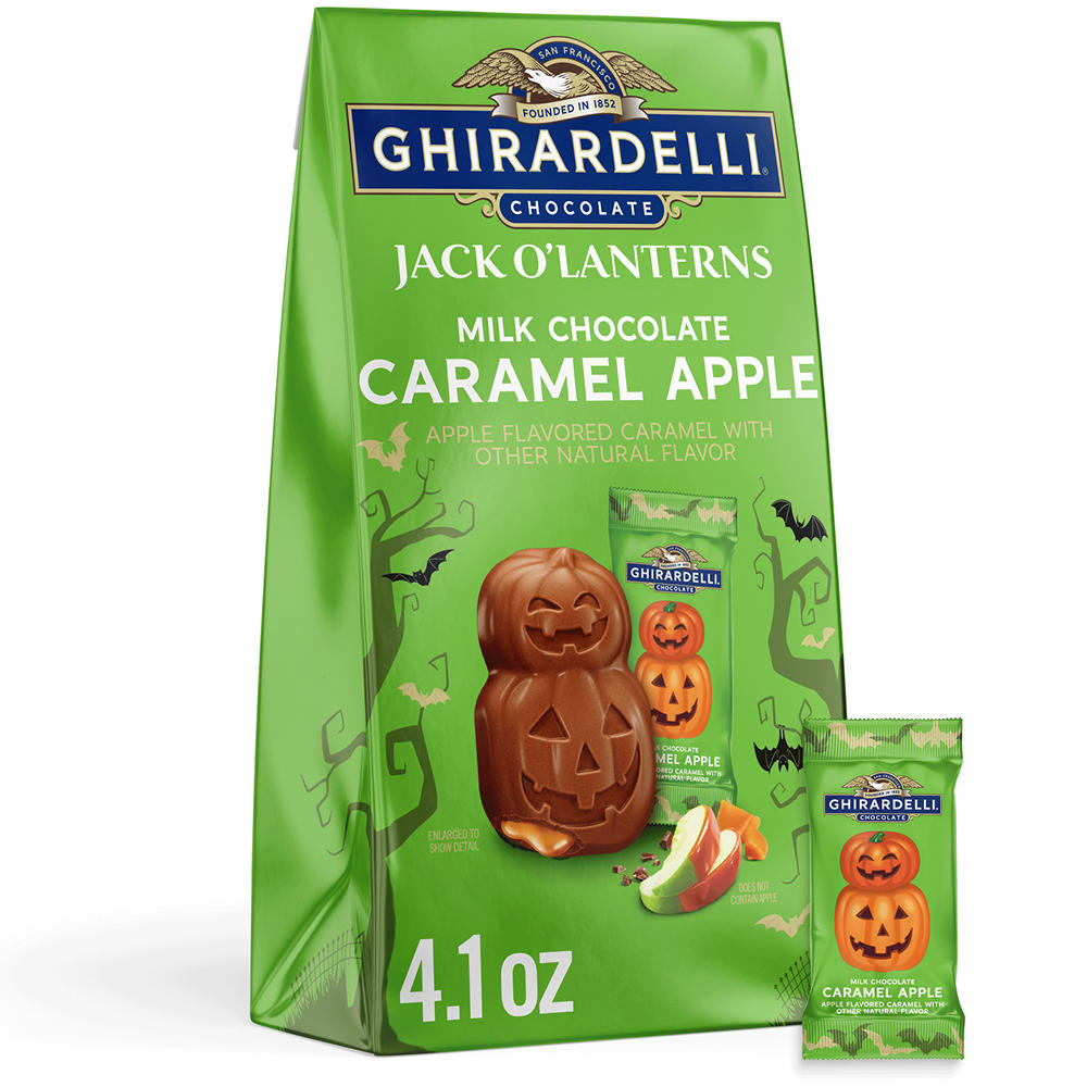 Ghirardelli Jack O'Lanterns Milk Chocolate Caramel Apple Halloween Candy, 4.1 oz