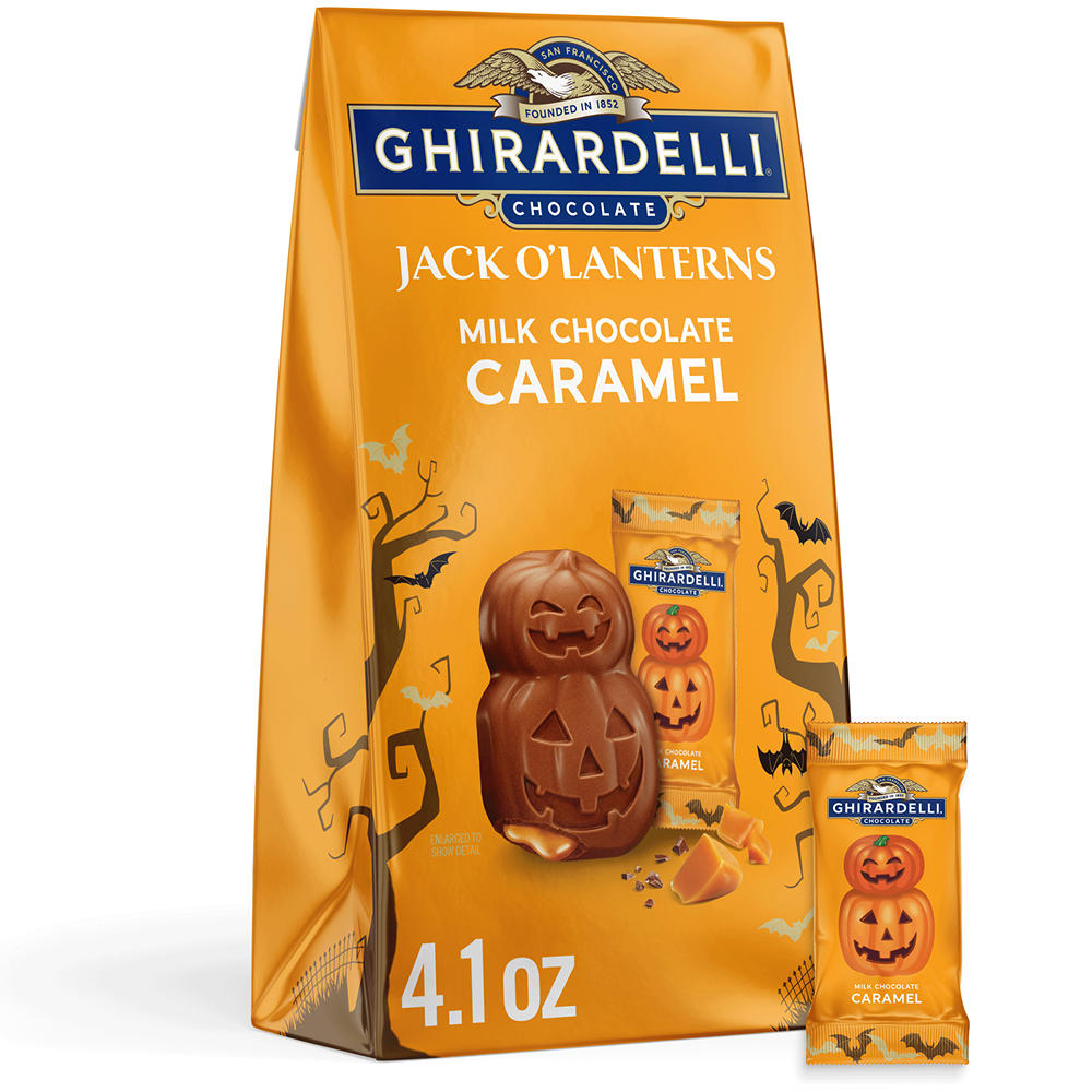 Ghirardelli Jack O'Lanterns Milk Chocolate Caramel Halloween Candy, 4.1 oz