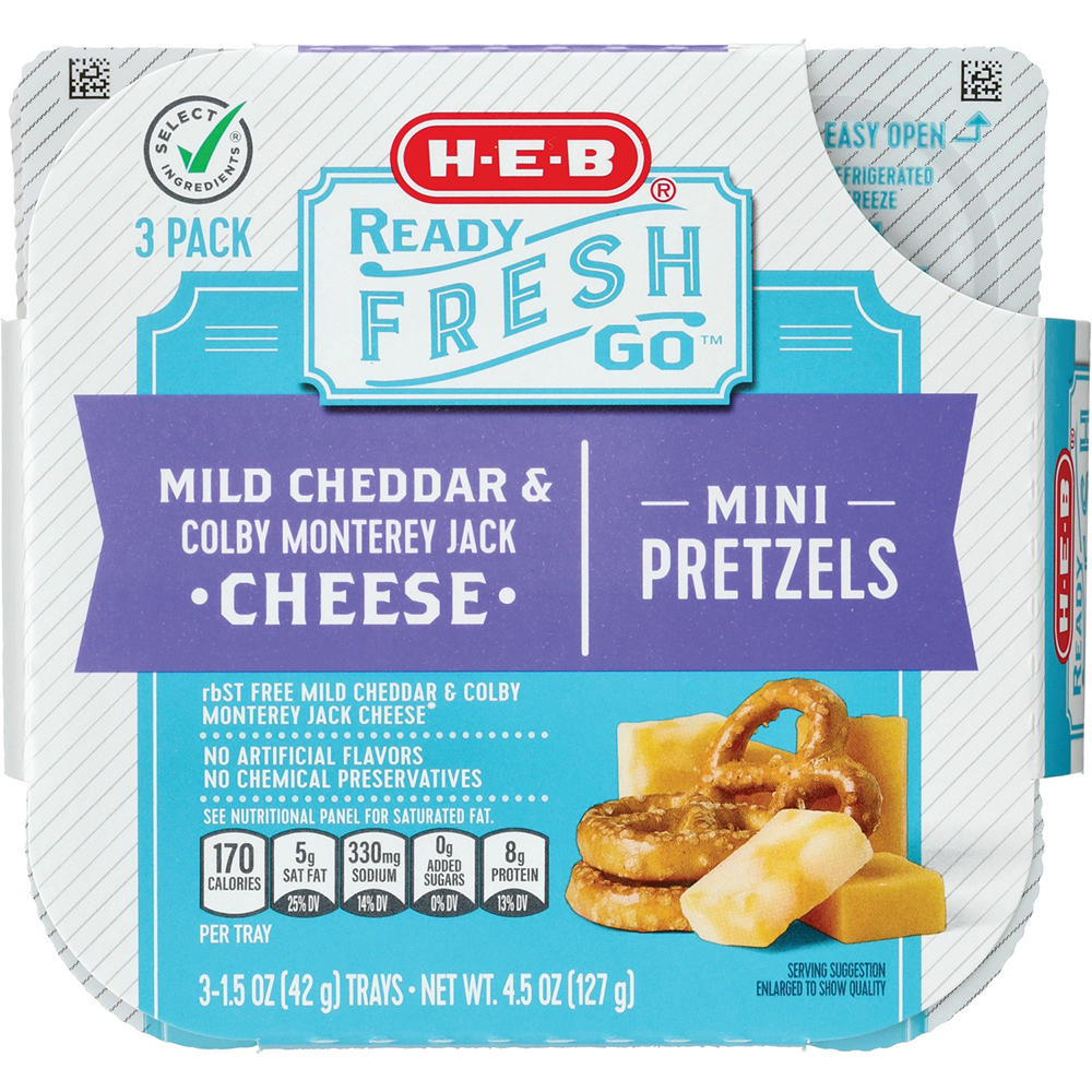 H-E-B Ready Fresh Go Mild Cheddar Colby Jack Pretzel Snacker, 4.5 oz