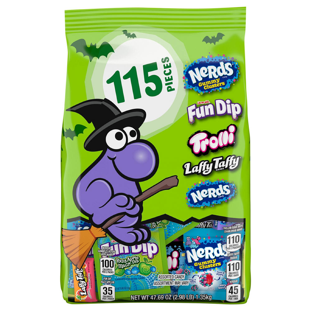 Nerds, Trolli, Laffy Taffy & Fun Dip Assorted Halloween Candy, 115 pc
