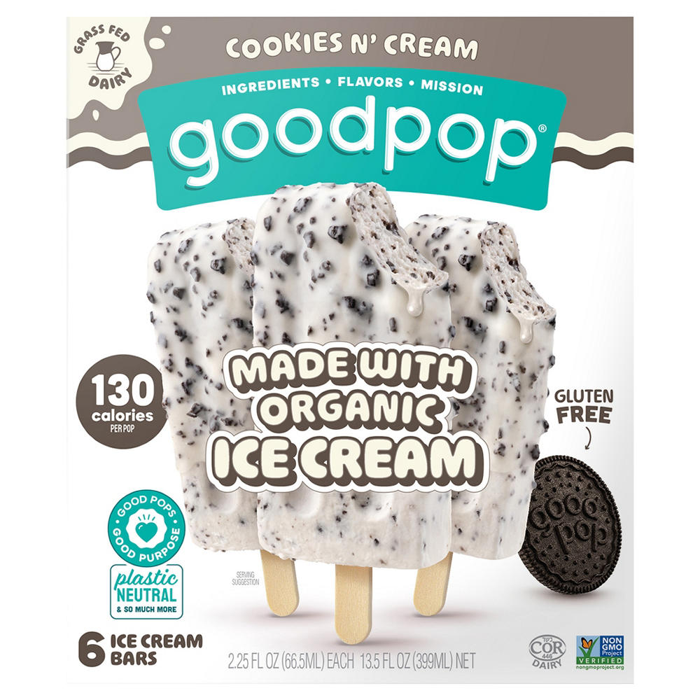 GoodPop Cookies n' Cream Ice Cream Bars, 6 ct