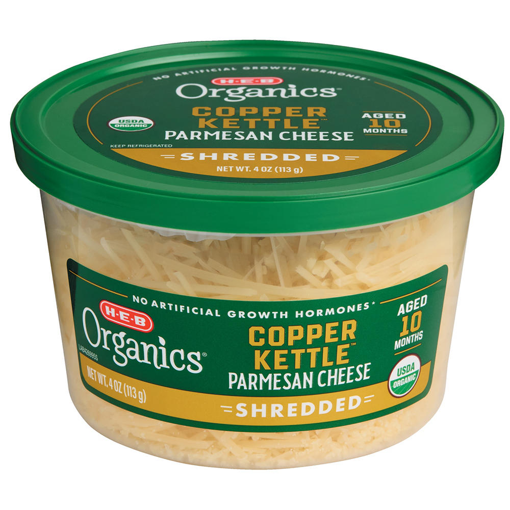 H-E-B Organics Copper Kettle Parmesan Cup - Shredded, 4 oz