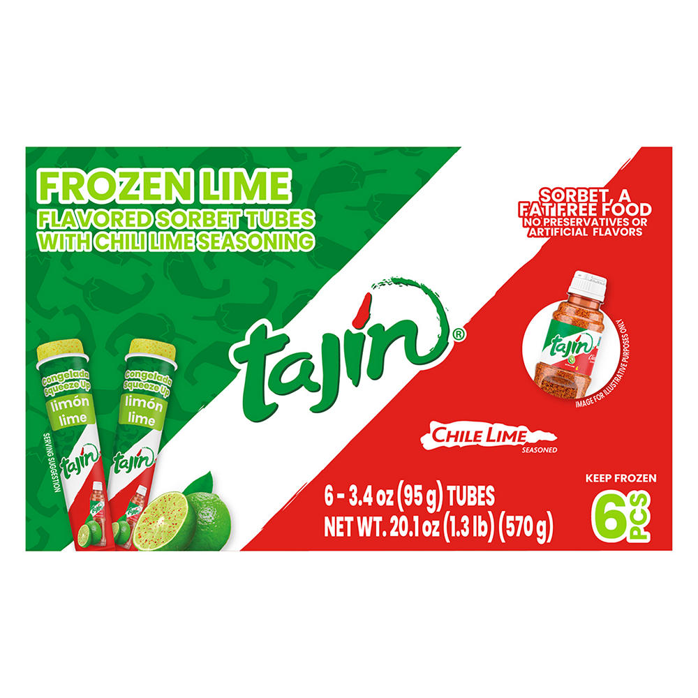 Tajin Lime Sorbet Tubes with Chili Lime Seasoning, 6 ct