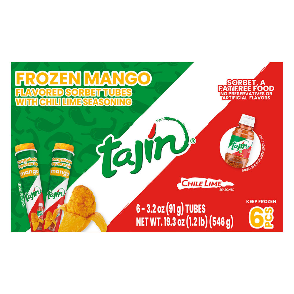 Tajin Mango Sorbet Tubes with Chili Lime Seasoning, 6 ct