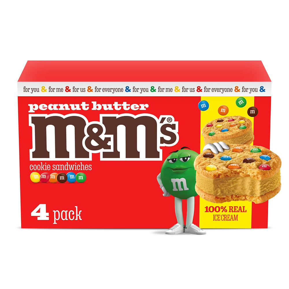 M&M'S Peanut Butter Ice Cream Sugar Cookie Sandwiches, 4 ct