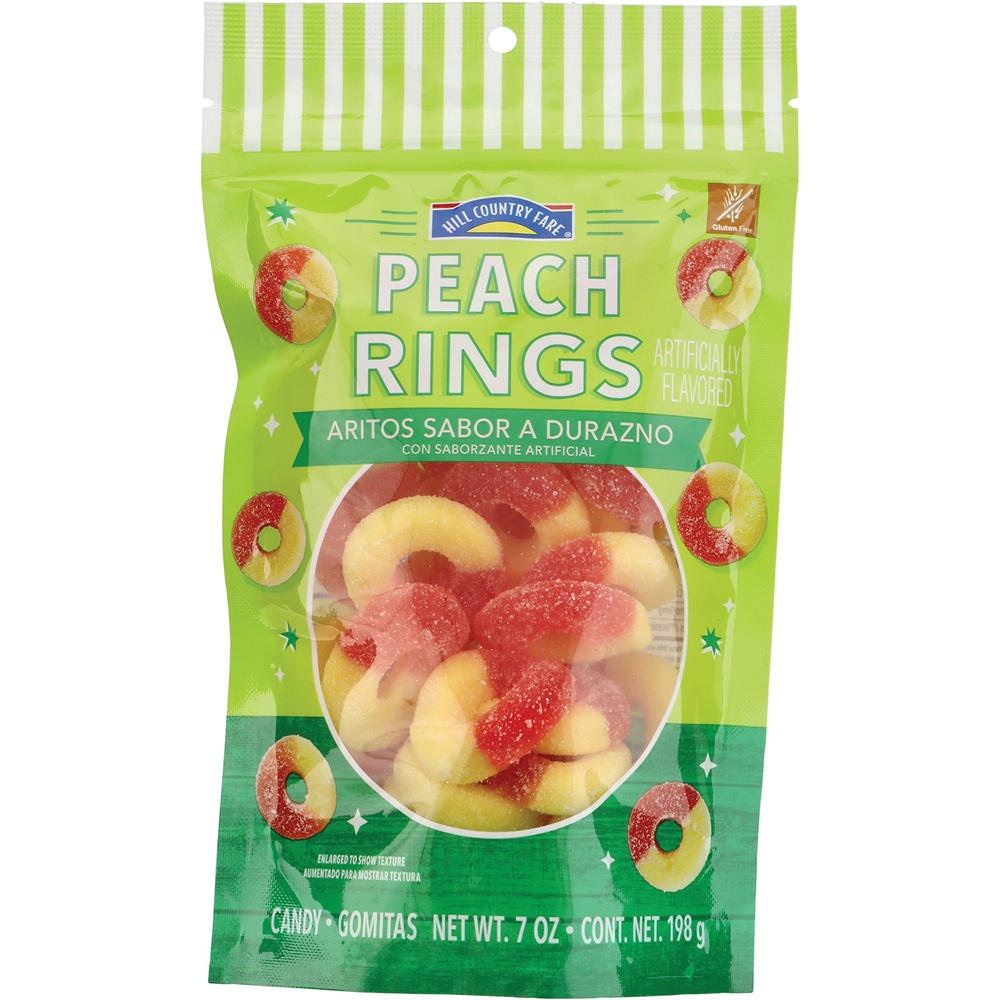 Hill Country Fare Peach Rings Candy, 7 oz