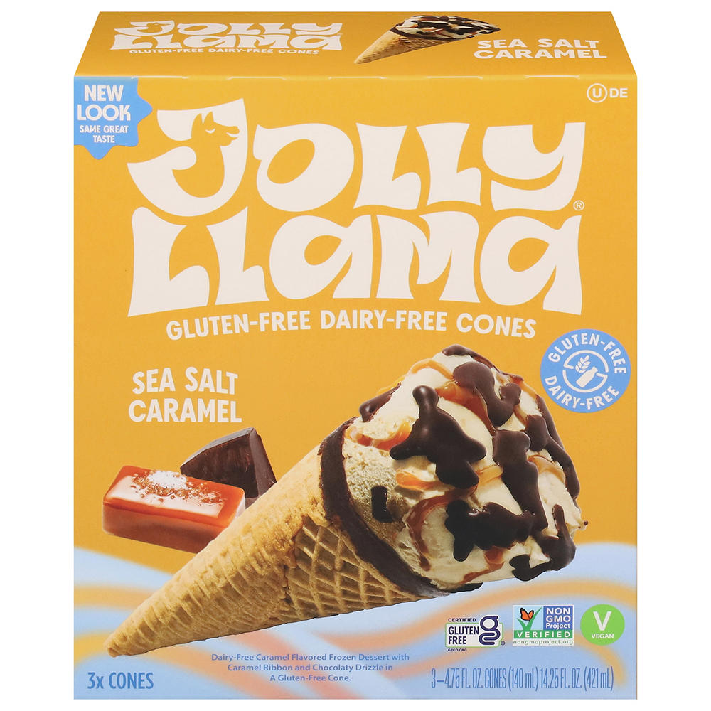 Jolly Llama Sea Salt Caramel Gluten & Dairy Free Cones, 3 ct