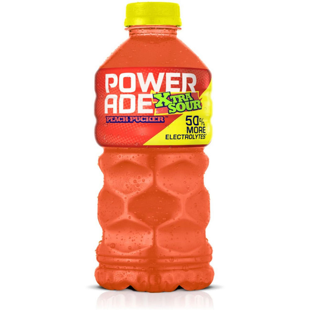 Powerade Xtra Sour Peach Pucker Electrolyte Sports Drink, 28 oz