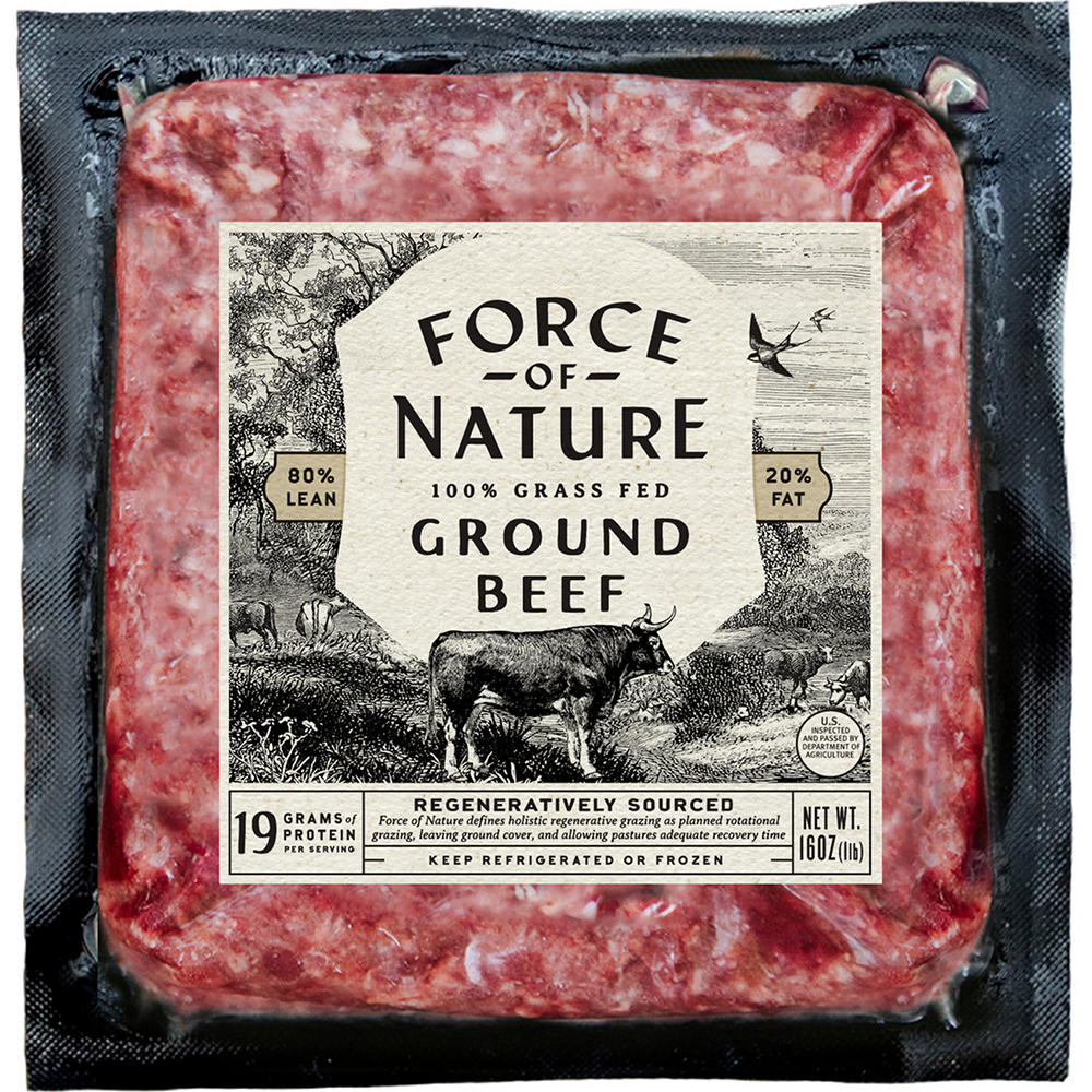 Force of Nature Grassfed Ground Beef 80% Lean, 16 oz