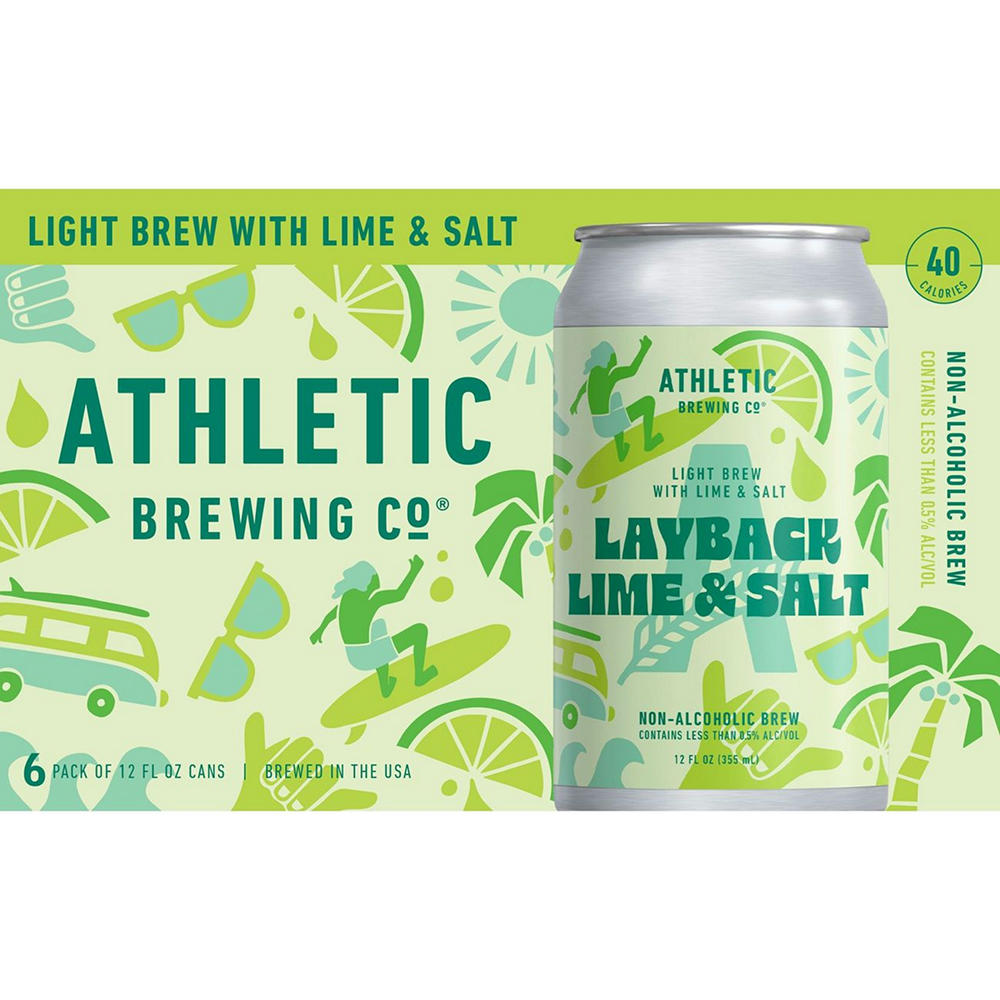 Athletic Brewing Co. Layback Lime & Salt Non Alcoholic Craft Beer 6 pk Cans, 12 oz