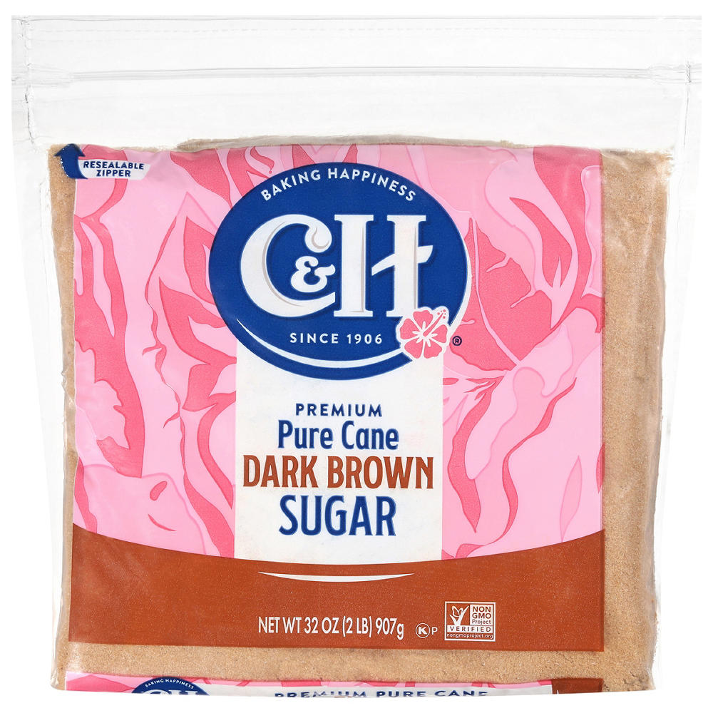 C&H Premium Pure Cane Dark Brown Sugar, 2 lbs