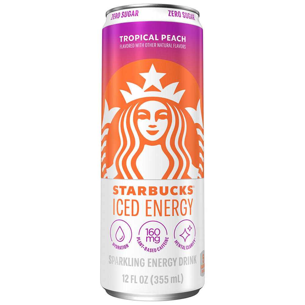 Starbucks Zero Sugar Sparkling Iced Energy Drink - Tropical Peach, 12 oz