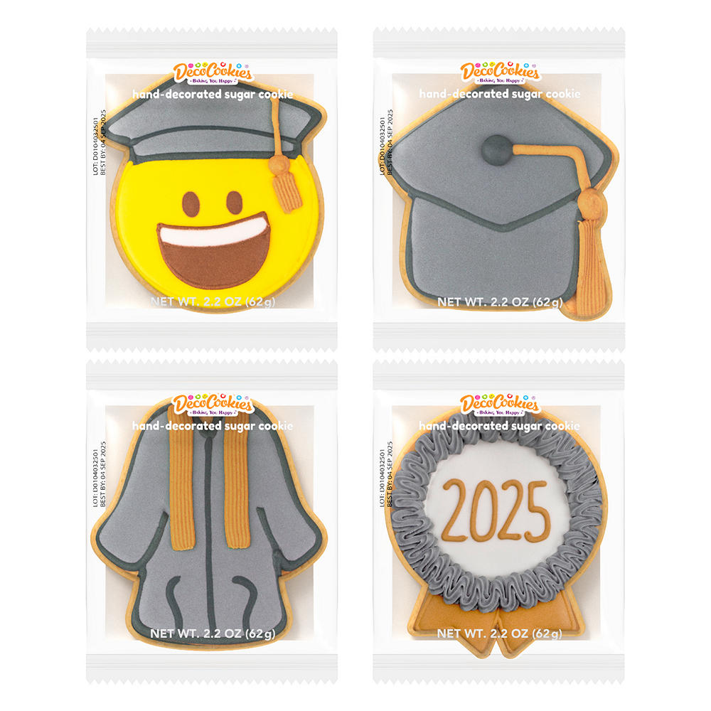 DecoCookies Graduation Hand-Decorated Cookie (Sold Individually), 2.2 oz