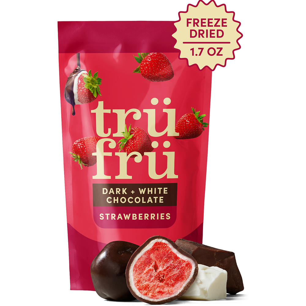 Tru Fru Freeze Dried Strawberries in Dark & White Chocolate, 1.7 oz