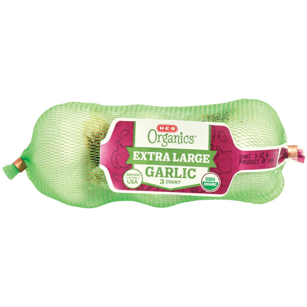 H-E-B Organics Extra Large Organic Garlic, 3 ct