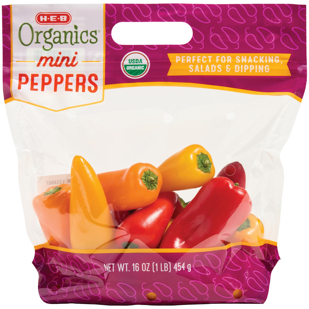 H-E-B Organics Mini Sweet Peppers, 1 lb bag
