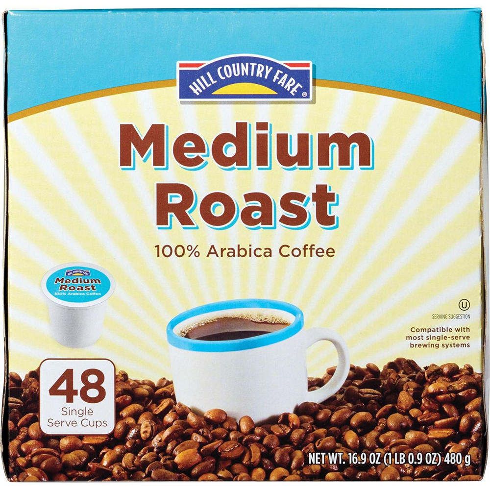Hill Country Fare Medium Roast Single Serve Coffee Cups, 48 ct