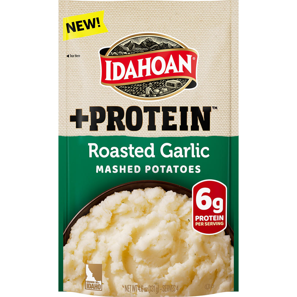 Idahoan +Protein Roasted Garlic Mashed Potatoes, 4.6 oz