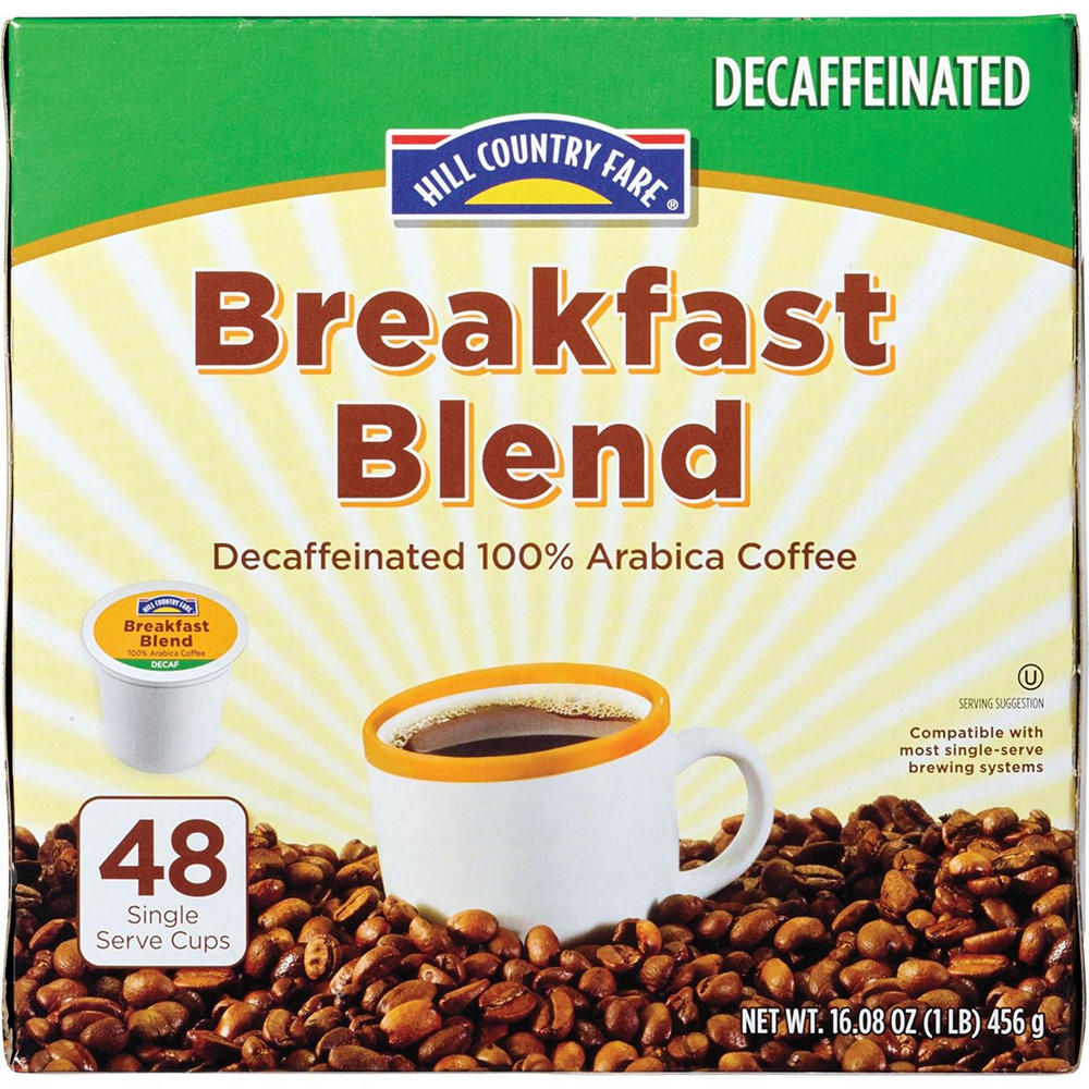Hill Country Fare Decaf Breakfast Blend Single Serve Coffee Cups, 48 ct