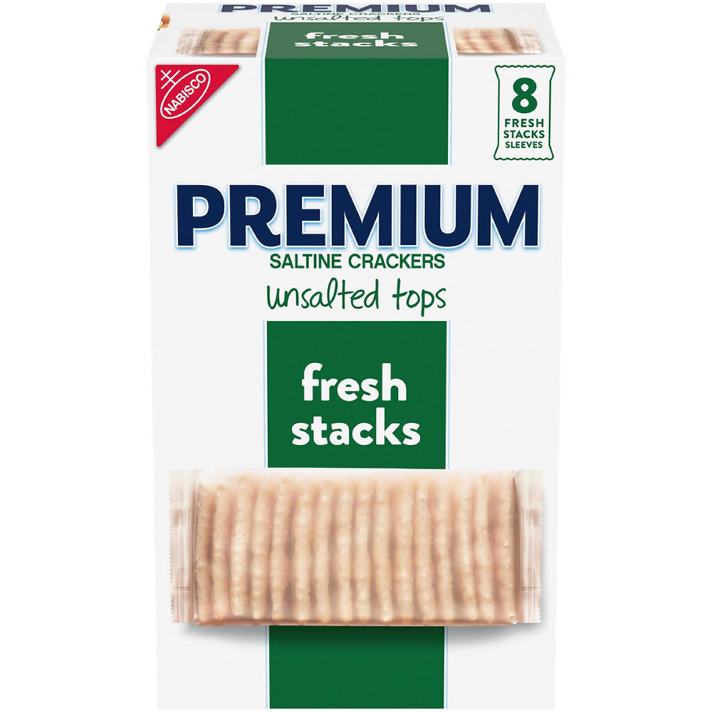 Premium Fresh Stack Unsalted Tops Saltine Crackers, 14.2 oz