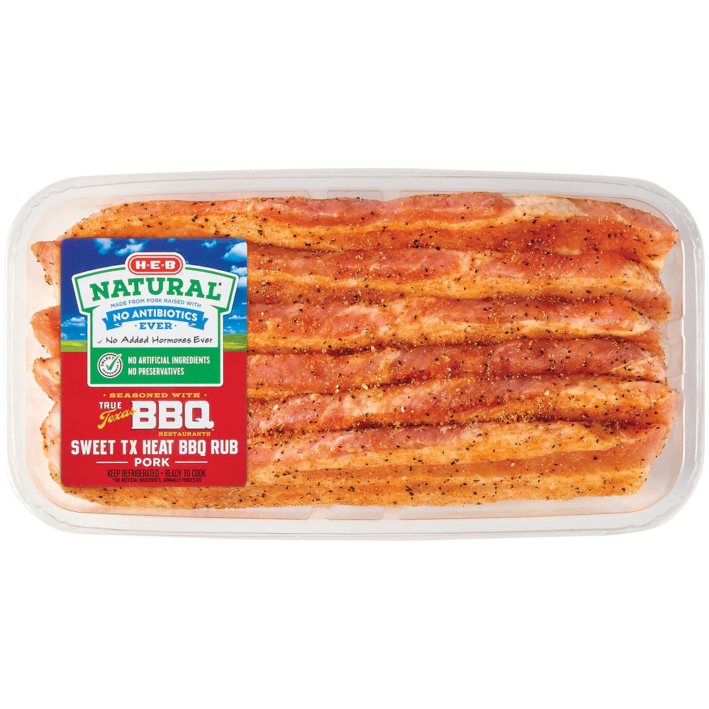 H-E-B Natural Sweet TX Heat Seasoned Pork Natural Belly Slices, Avg. 0.95 lb
