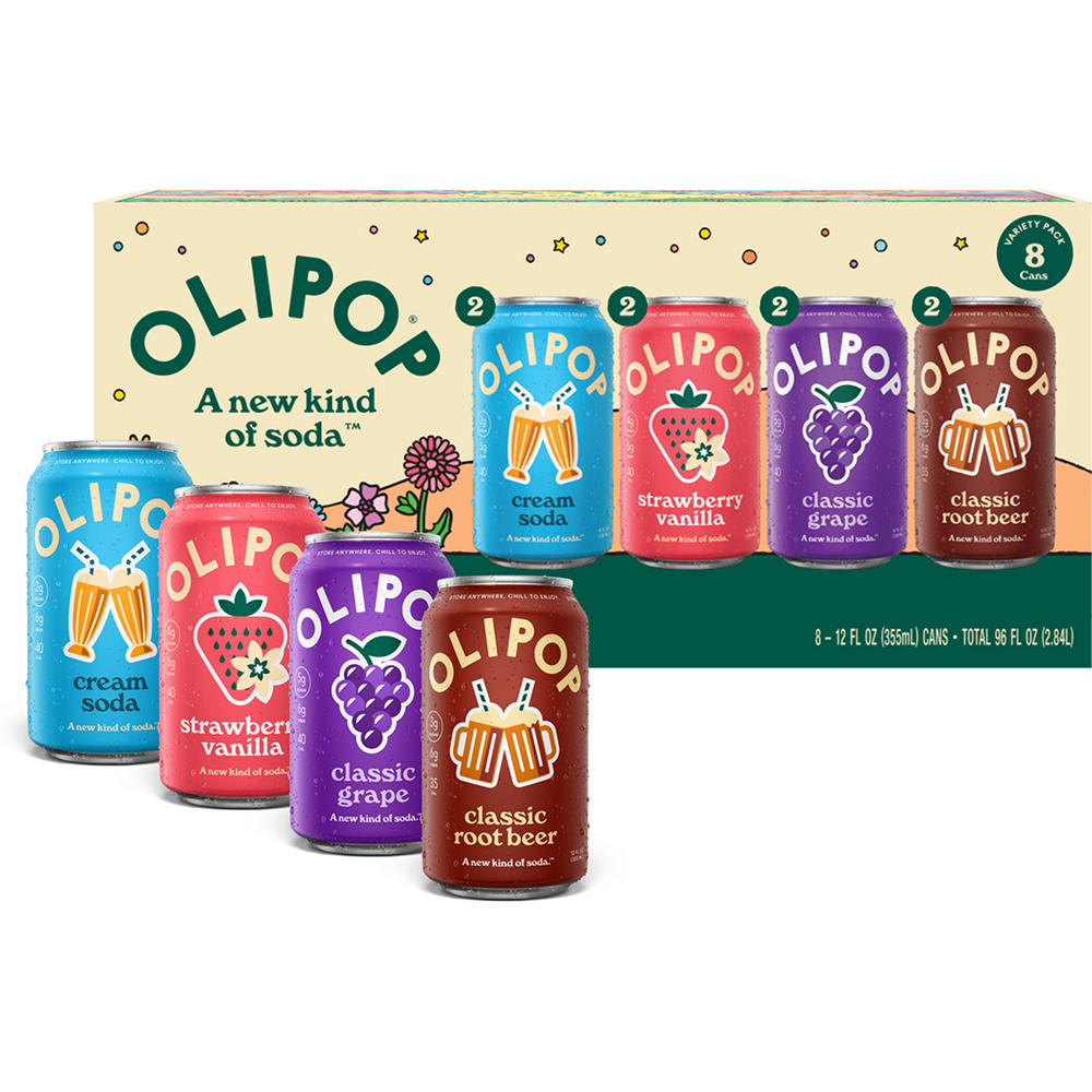 Olipop Prebiotic Soda 8 pk Cans - Variety Pack, 12 oz