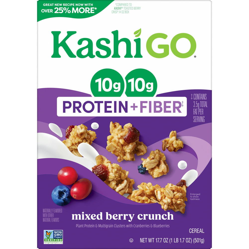 Kashi GO 10g Protein + Fiber Mixed Berry Crunch Cereal, 17.7 oz
