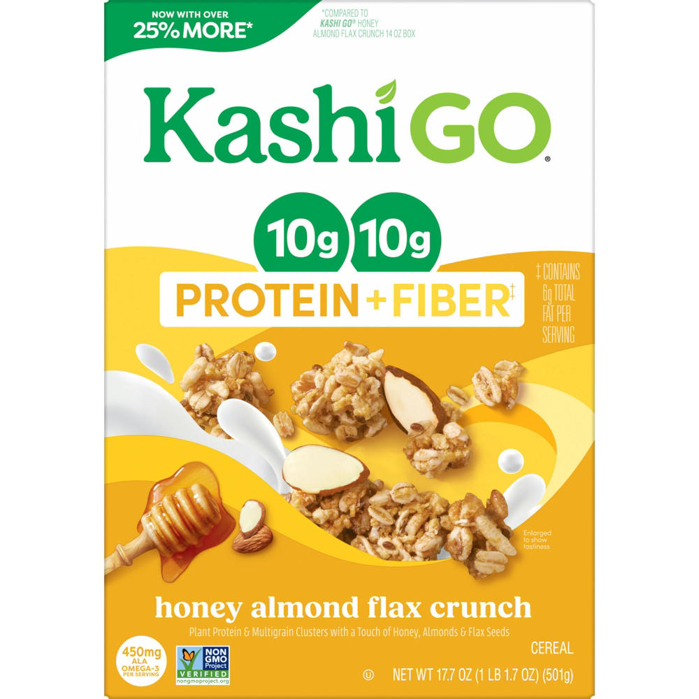 Kashi GO 10g Protein + Fiber Honey Almond Flax Crunch Cereal, 17.7 oz