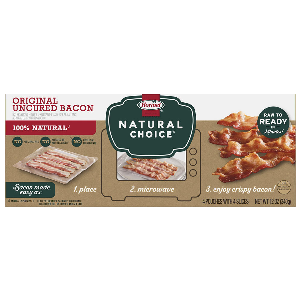 Hormel Natural Choice Microwave Ready Uncured Bacon, 4 ct