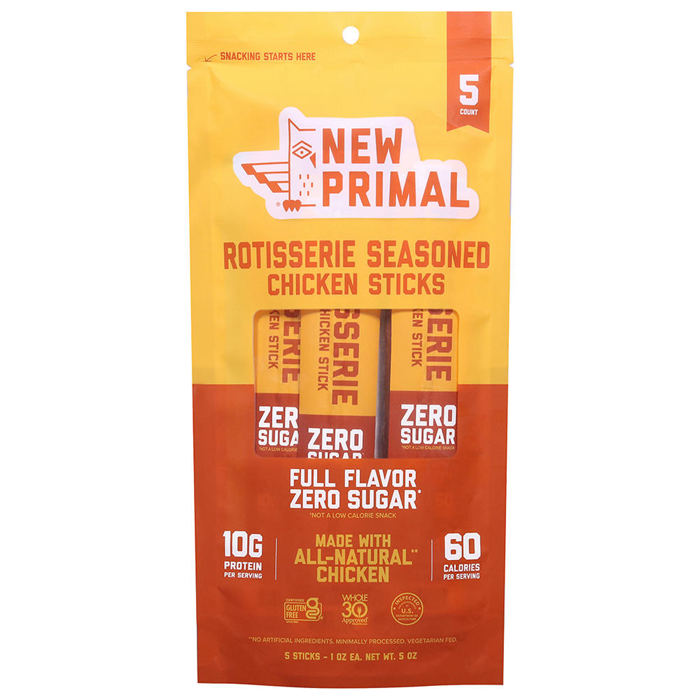 New Primal Zero Sugar Rotisserie Seasoned Chicken Sticks, 5 ct