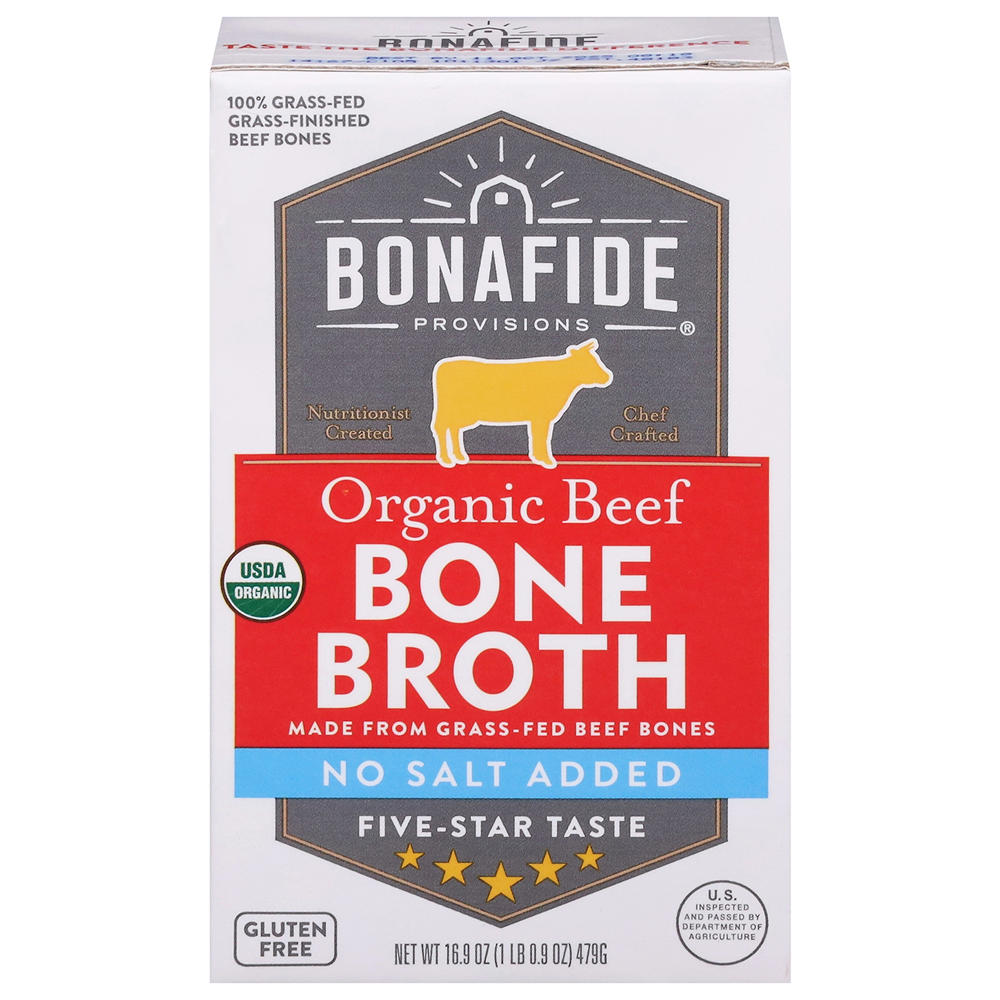 Bonafide Provisions Organic No Salt Added Beef Bone Broth, 16.9 oz
