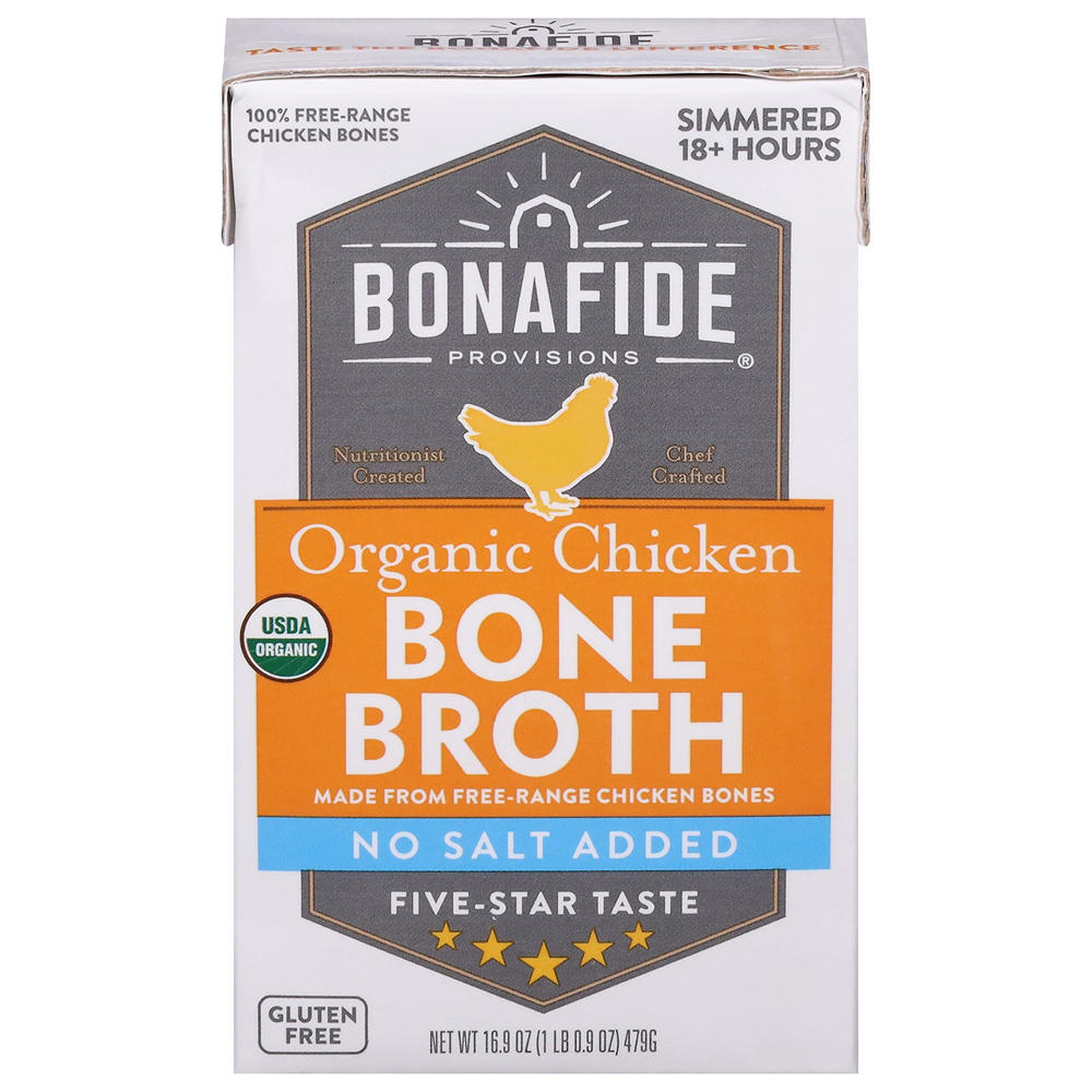 Bonafide Provisions Organic No Salt Added Chicken Bone Broth, 16.9 oz