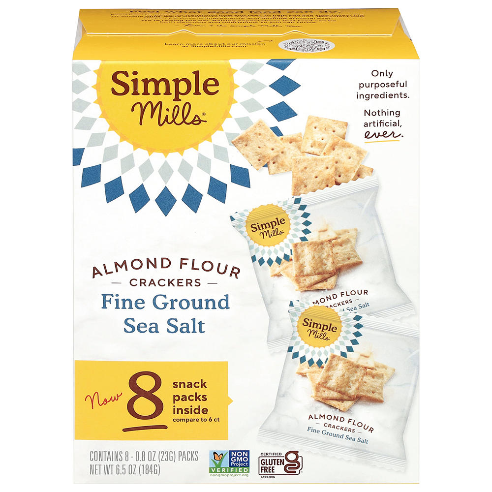 Simple Mills Almond Flour 0.8 oz Pack Crackers - Fine Ground Sea Salt , 8 ct