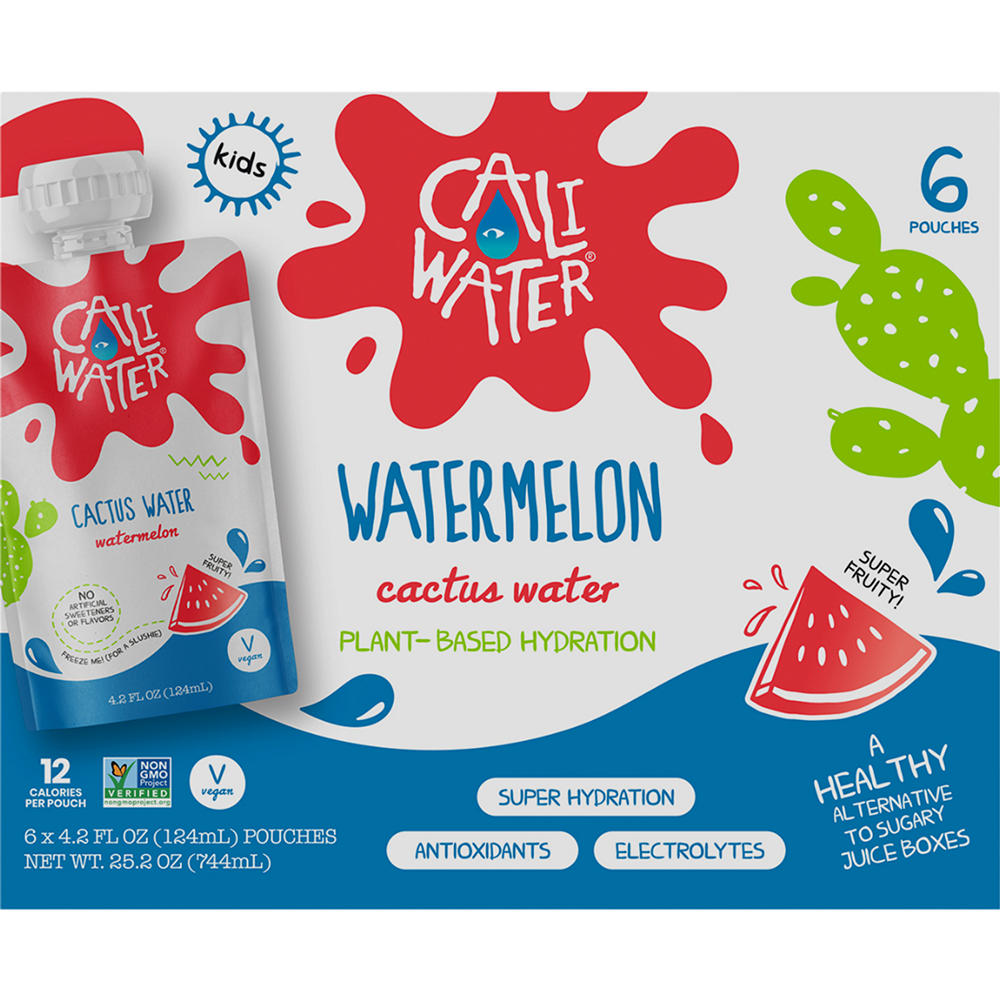 Caliwater Kids' Cactus Water 6 pk Pouches - Watermelon, 4.2 oz