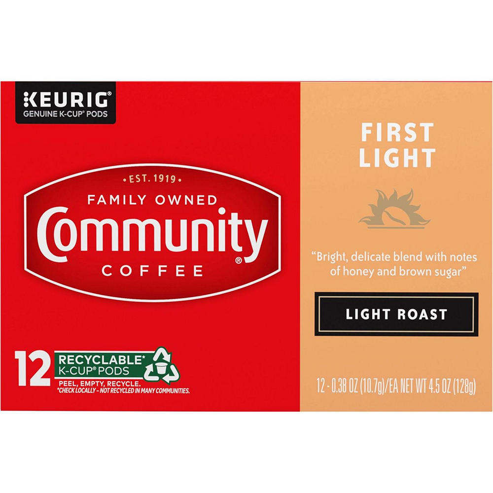 Community Coffee First Light Light Roast Single Serve Coffee K Cups, 12 ct
