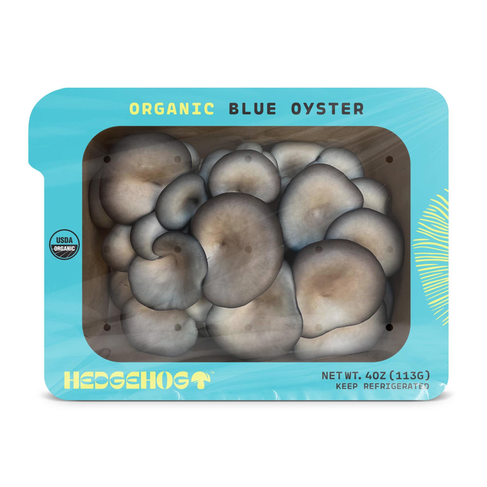 Hedgehog Organic Blue Oyster Mushrooms, 4 oz