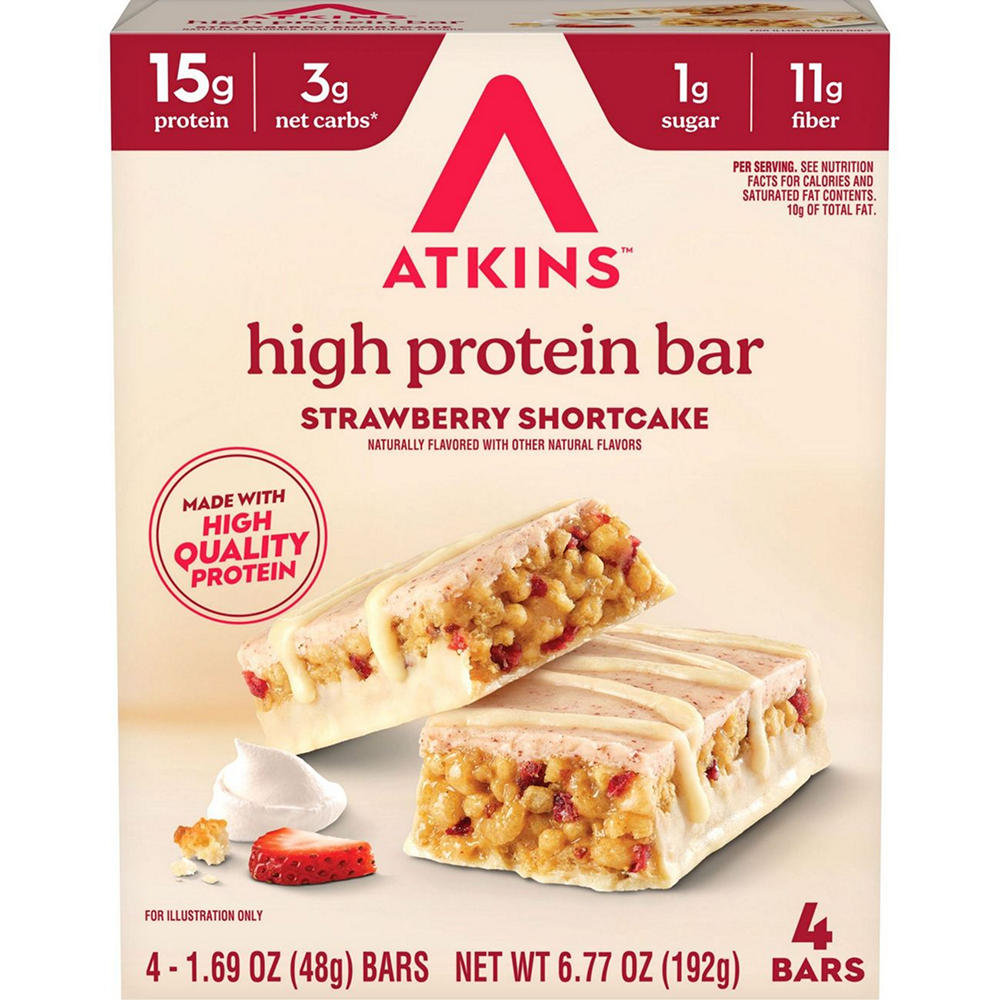 Atkins 15g High Protein Bar - Strawberry Shortcake, 4 ct