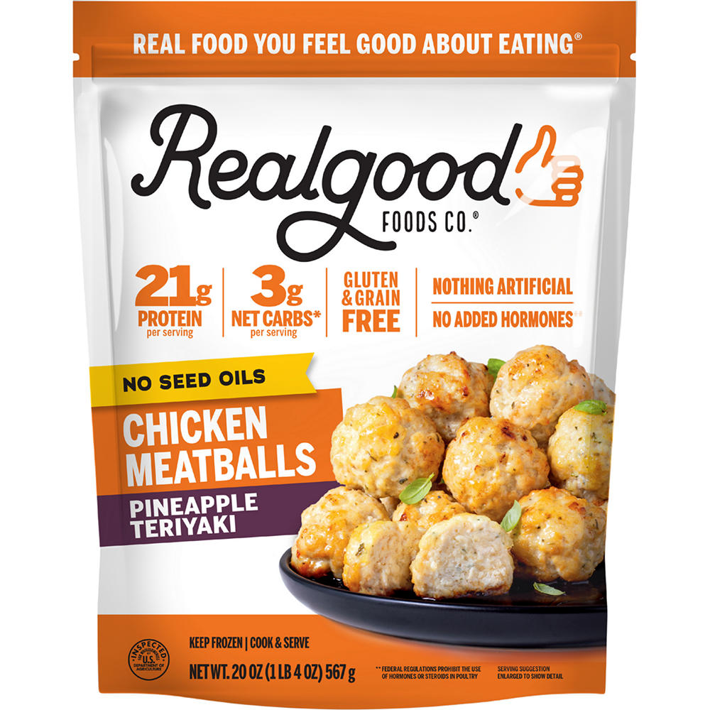 Real Good Foods Co. Frozen Pineapple Teriyaki Chicken Meatballs, 20 oz