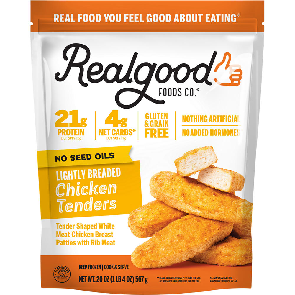Real Good Foods Co. Frozen Lightly Breaded Chicken Tenders, 20 oz