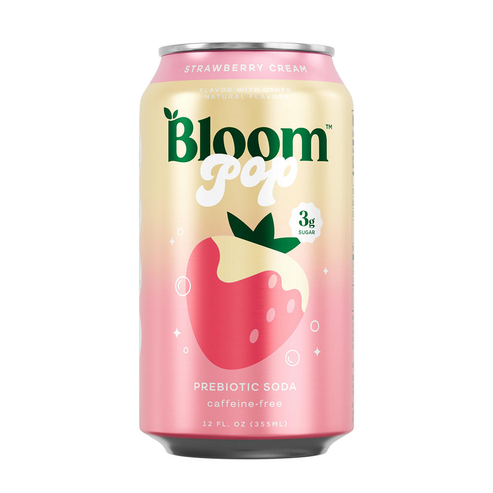 Bloom Pop Prebiotic Soda - Strawberry Cream, 12 oz