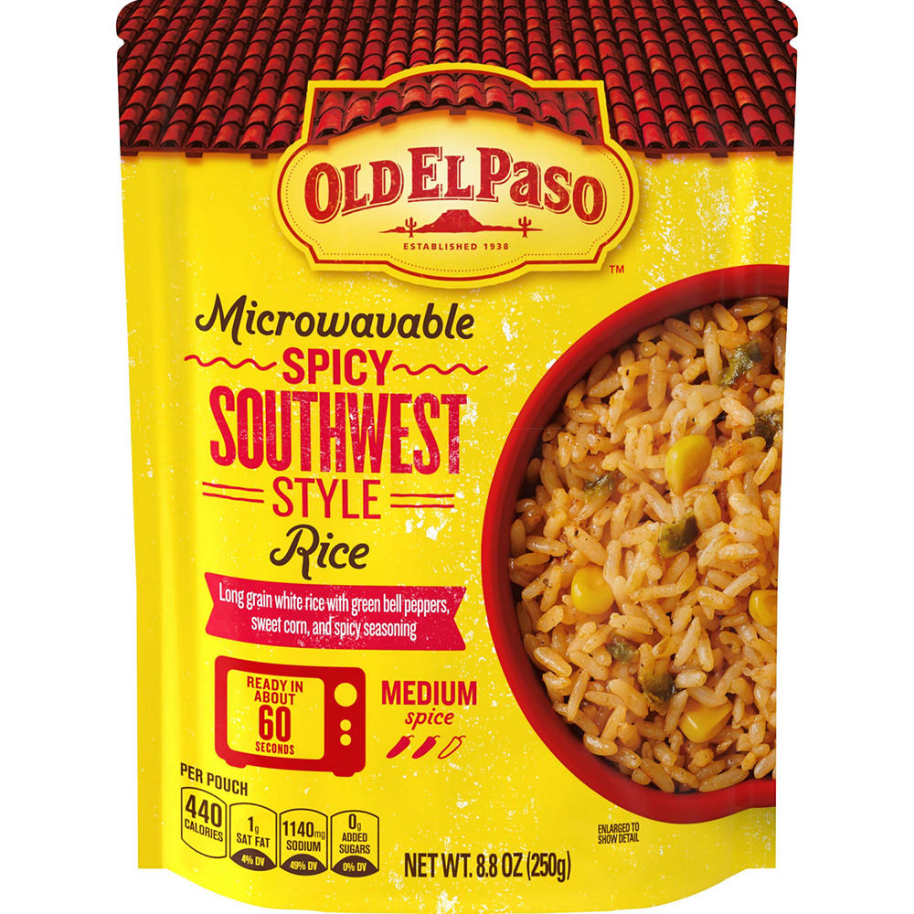Old El Paso Microwavable Spicy Southwest Style Rice Pouch, 8.8 oz